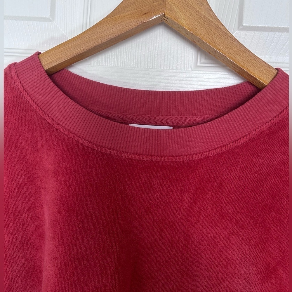 4/$20 Sundry Anthropologie orange y2k style velour crew neck sweater- size S - Picture 12 of 14
